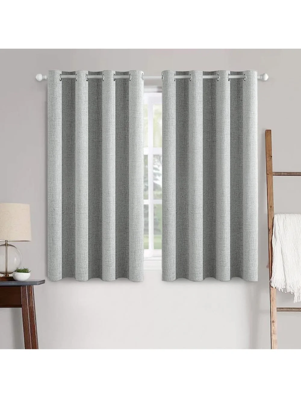 MIULEE Linen Texture Curtains For Bedroom Solid 100% Blackout Thermal Insulated